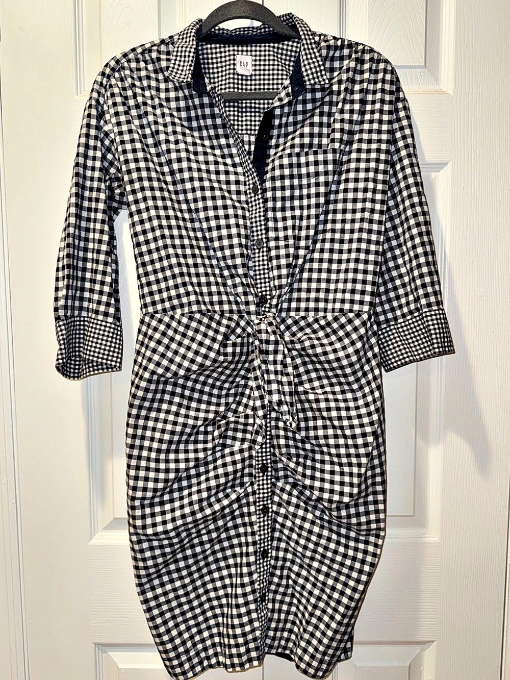 Gap Gingham Midi Dress in Blue & White Size Small